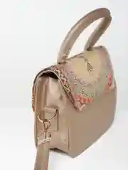 Золотистый хаки женская сумка с вышивкой