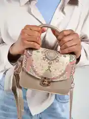 Золотистый хаки женская сумка с вышивкой