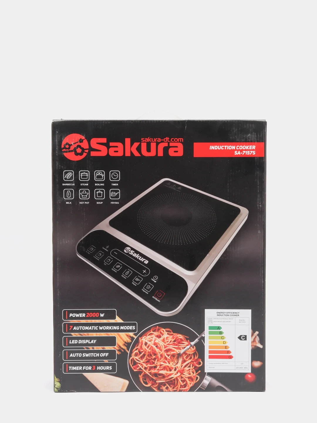 Черный плита индукционная Sakura SA-7157S, 2000 Вт