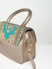 Золотистый хаки женская сумка с вышивкой