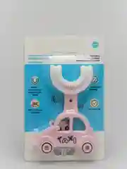 Розовый детская зубная щетка U-образная Small Childrens "Taxi", силиконовая, корейская