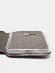 Серебряный чехол-книжка на Samsung Galaxy J1 2016 (J120), Самсунг Галакси Джи1 2016 (Джи120)