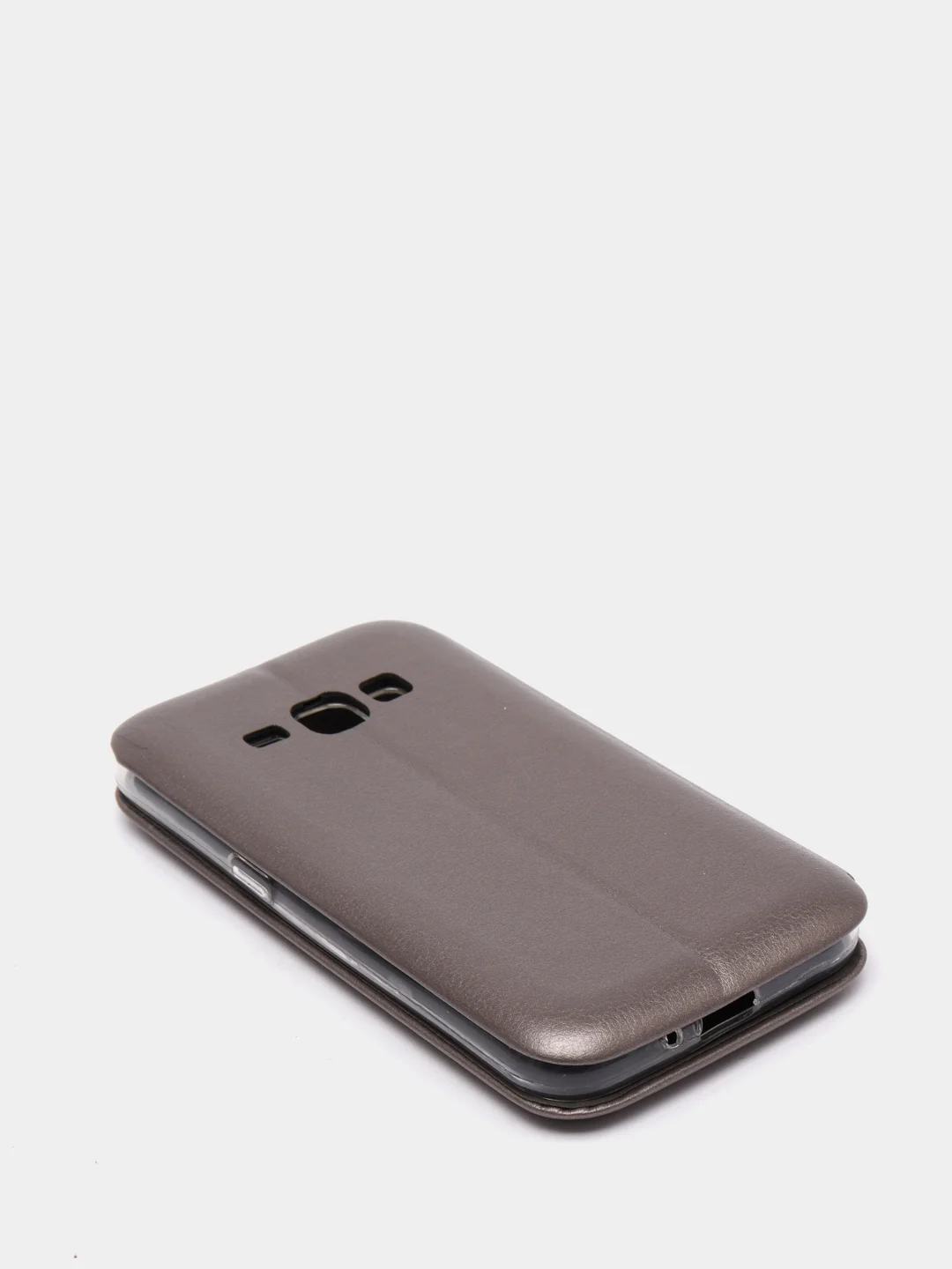 Серебряный чехол-книжка на Samsung Galaxy J1 2016 (J120), Самсунг Галакси Джи1 2016 (Джи120)