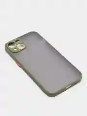 Зеленый матовый чехол на айфон 11, 12, 13, 14, Pro, 11 Pro Max, 12 Pro Max с цветными кнопками
