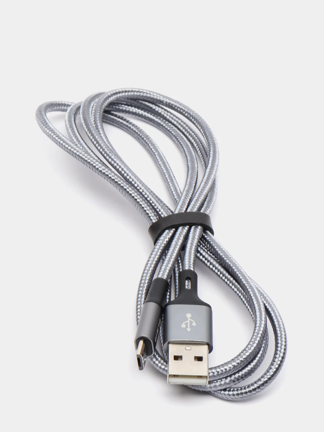 Серый кабель текстильный Olmio Basic, c быстрой зарядкой, micro USB, 1,2 м, 2,1 A