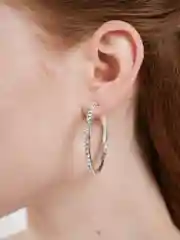 Серебряный серьги кольца со стразами, конго, вечерние