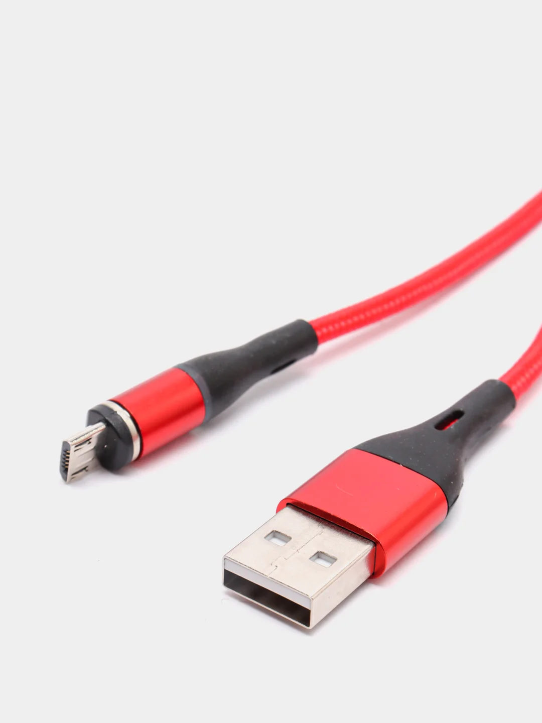 Красный usb Кабель магнитный Borofone BU16 USB microUSB 1.0м 2.4A плетенный
