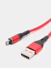 Красный usb Кабель магнитный Borofone BU16 USB microUSB 1.0м 2.4A плетенный