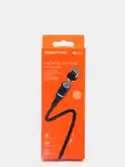 Черный usb кабель магнитный Borofone BU16 USB Lightning 1.0м 2.4A плетенный
