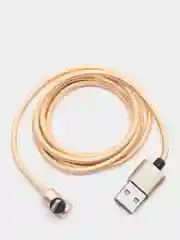 Золотой usb кабель магнитный 3 в 1, сменные разъемы MicroUSB,Type-C,Lightning для Android и iPhone