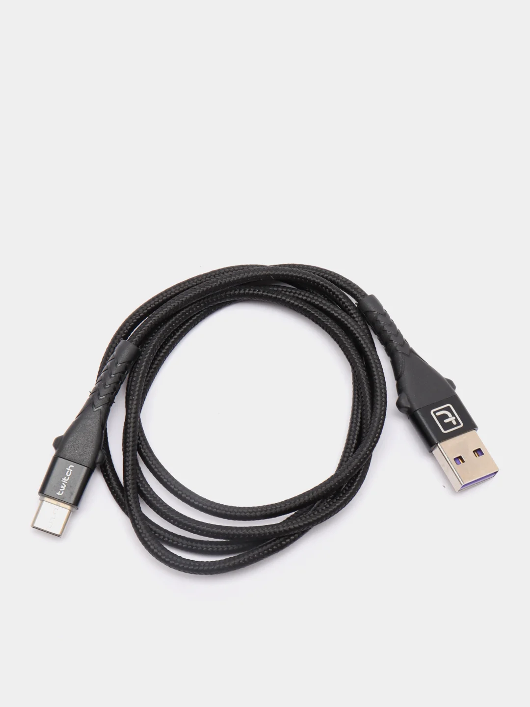 Черный usb кабель Twitch быстрый заряд Qualcomm 3.0 micro, type c, Apple lightning.