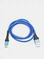 Синий usb кабель Twitch быстрый заряд Qualcomm 3.0 micro, type c, Apple lightning.