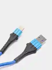 Синий usb кабель Twitch быстрый заряд Qualcomm 3.0 micro, type c, Apple lightning.