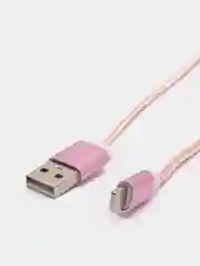 Розовый usb кабель для зарядки и передачи данных 2.0 А нейлоновый 1.35 м, micro usb, type c