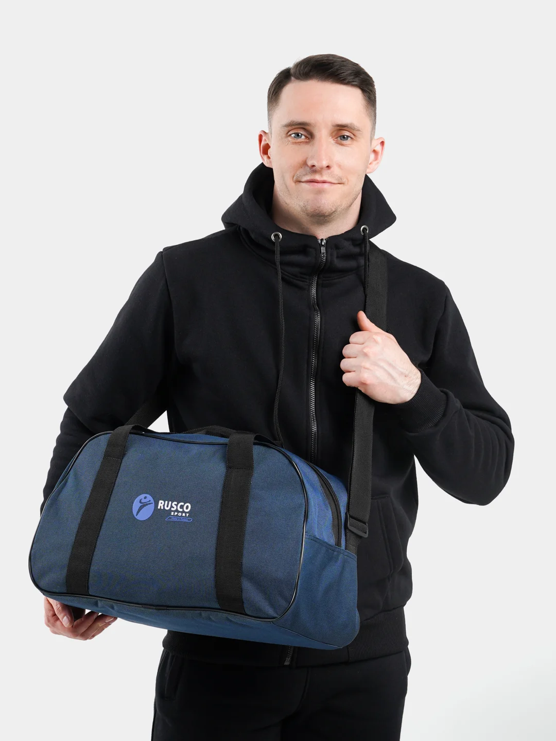 Синий спортивная сумка Rusco Sport для фитнеса, 25,5х45х19 см