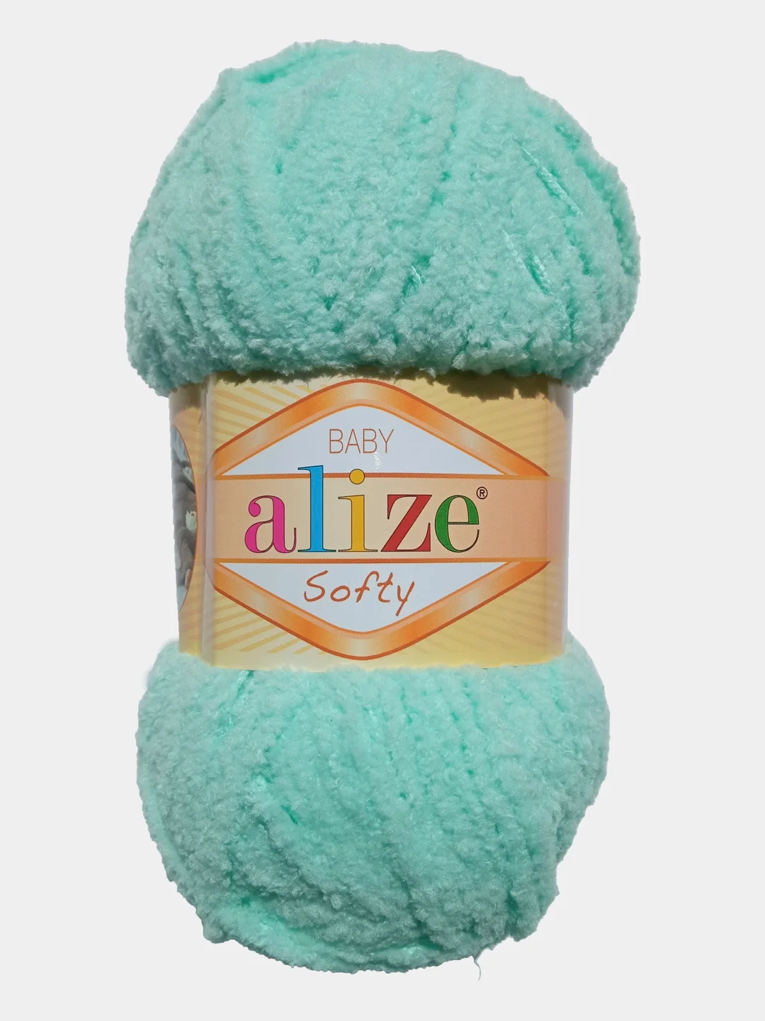 Мятный пряжа плюшевая Софти Ализе Alize Softy 100% микрополиэстер  50 г  115 м