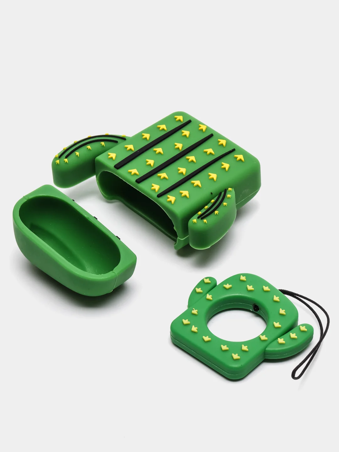 Силиконовый противоударный чехол для AirPods с карабином "Кактус" (Cactus)