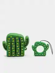 Силиконовый противоударный чехол для AirPods с карабином "Кактус" (Cactus)