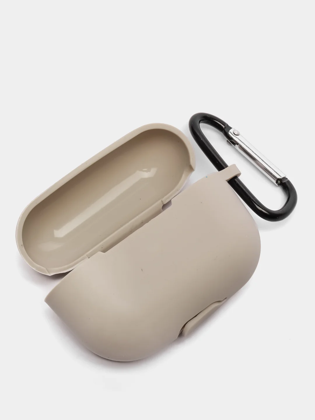 Серый чехол силиконовый для наушников AirPods Pro с карабином