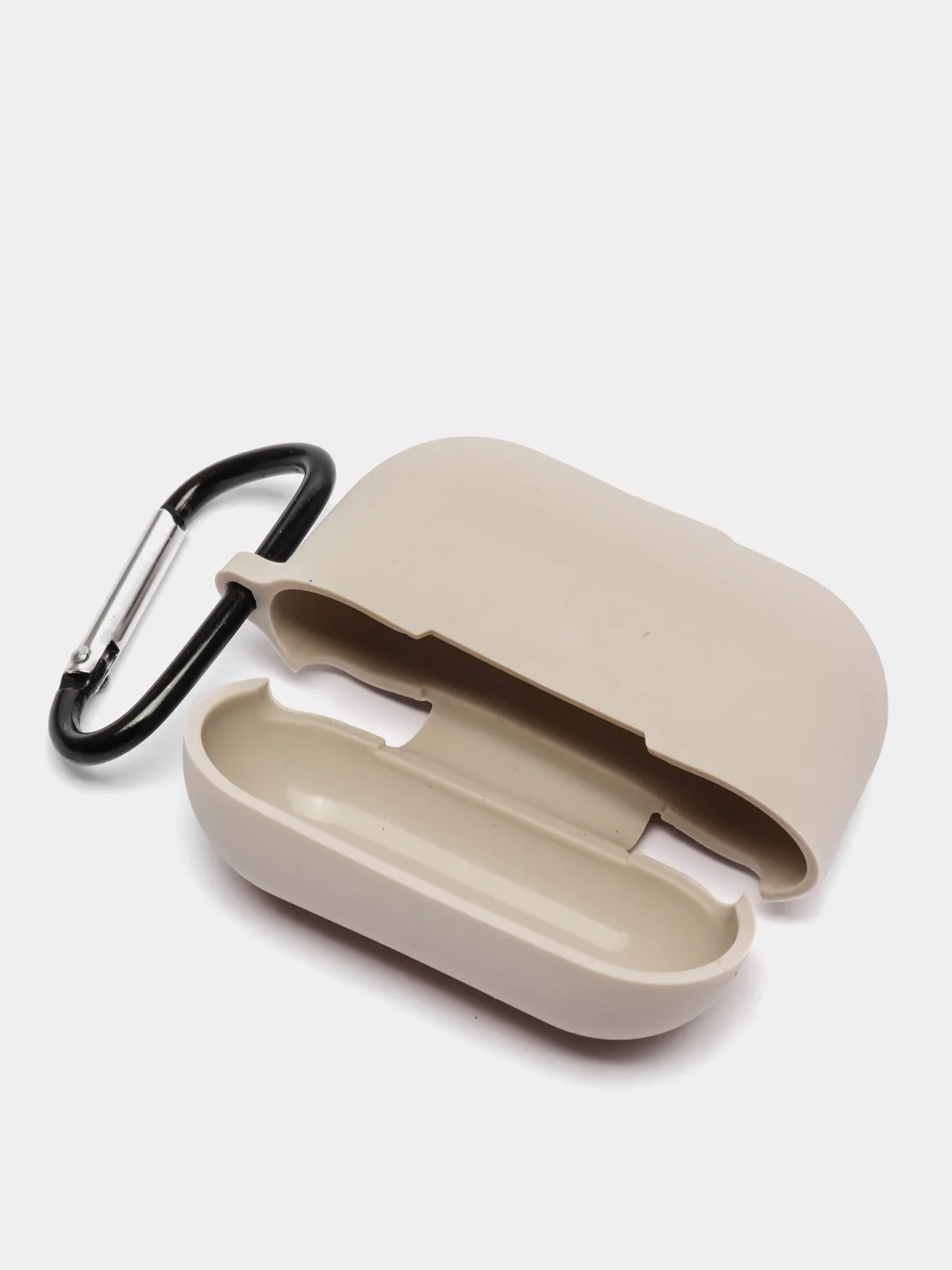 Серый чехол силиконовый для наушников AirPods Pro с карабином