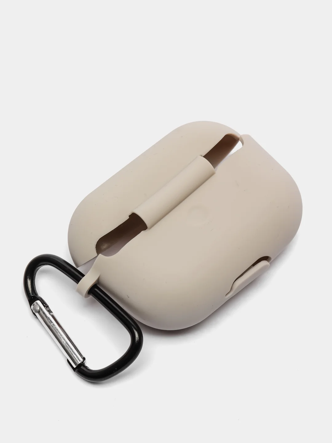 Серый чехол силиконовый для наушников AirPods Pro с карабином