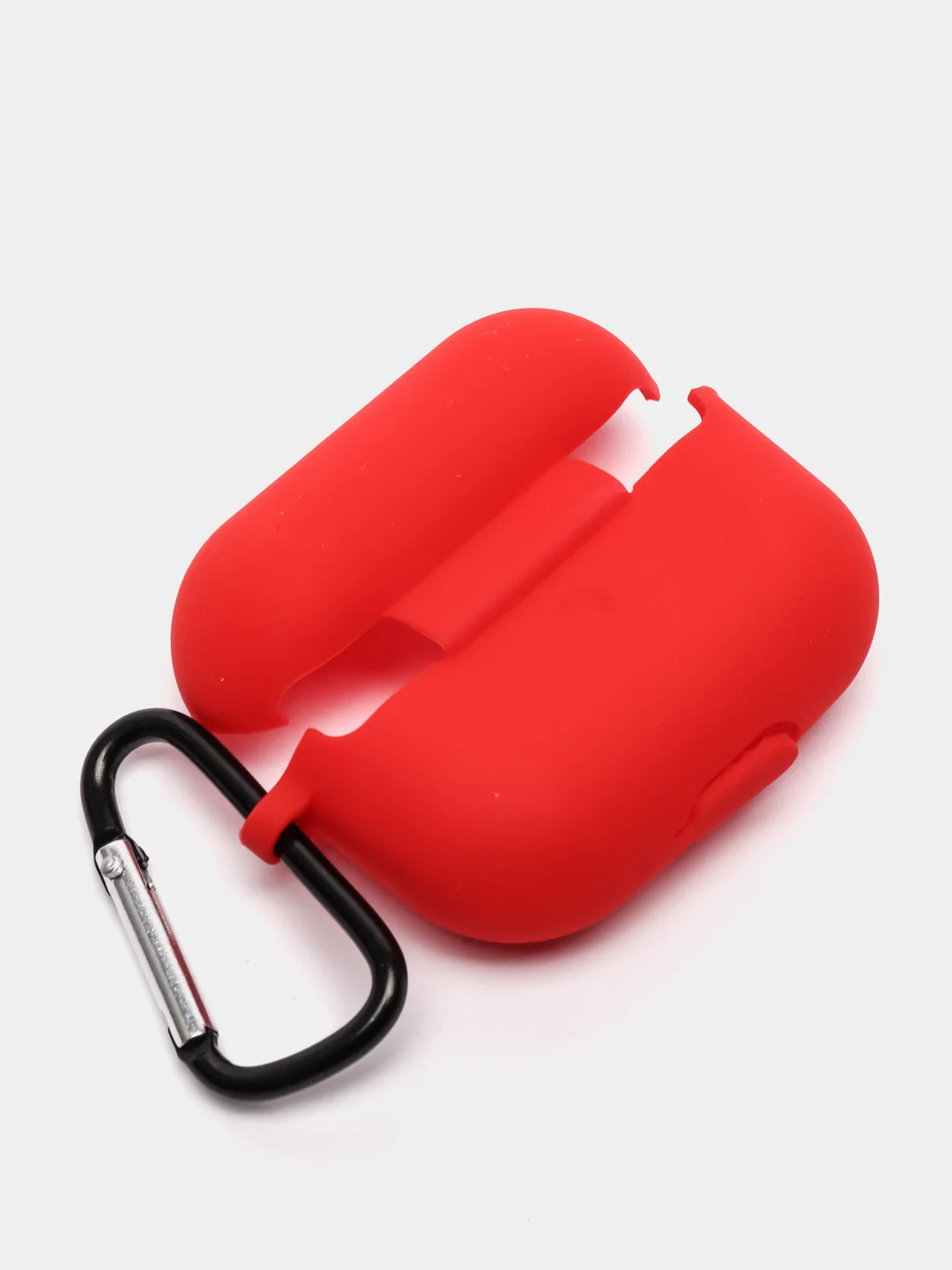 Красный чехол силиконовый для наушников AirPods Pro с карабином