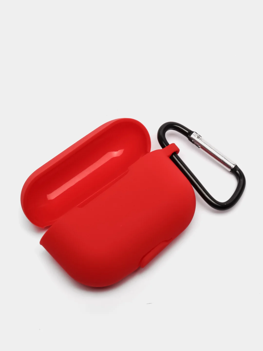 Красный чехол силиконовый для наушников AirPods Pro с карабином