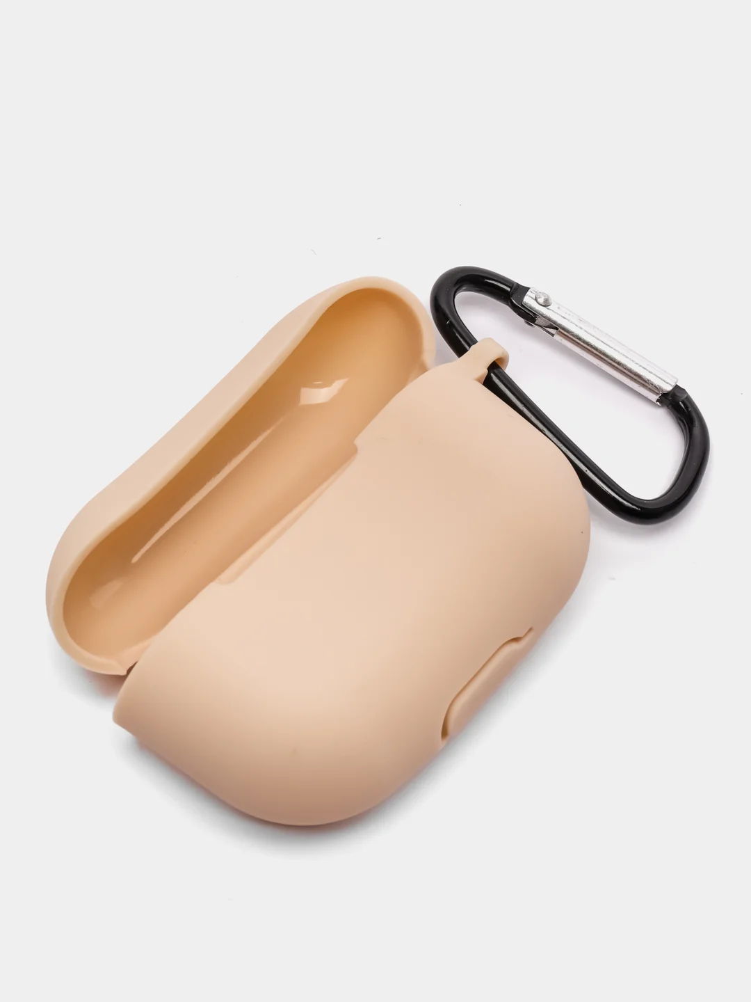 Бежевый чехол силиконовый для наушников AirPods Pro с карабином