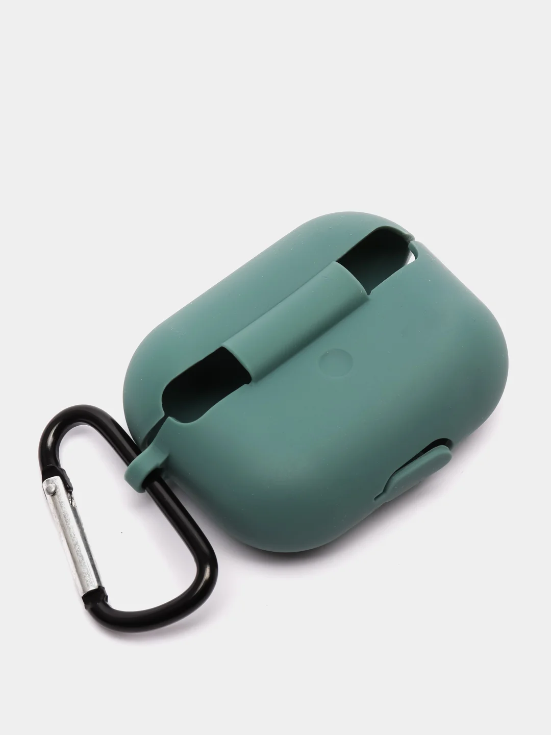 Зеленый чехол силиконовый для наушников AirPods Pro с карабином