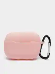 Розовый чехол силиконовый для наушников AirPods Pro с карабином