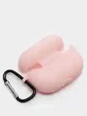 Розовый чехол силиконовый для наушников AirPods Pro с карабином