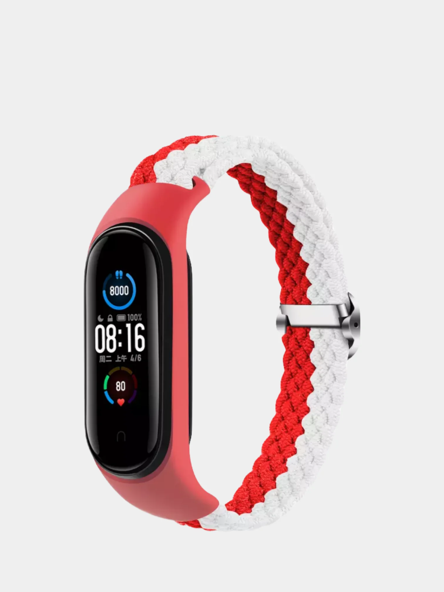 Алый ремешок нейлоновый для Xiaomi mi band 3, 4, 5, 6, плетёный