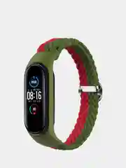 Зеленый ремешок нейлоновый для Xiaomi mi band 3, 4, 5, 6, плетёный