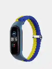 Синий ремешок нейлоновый для Xiaomi mi band 3, 4, 5, 6, плетёный