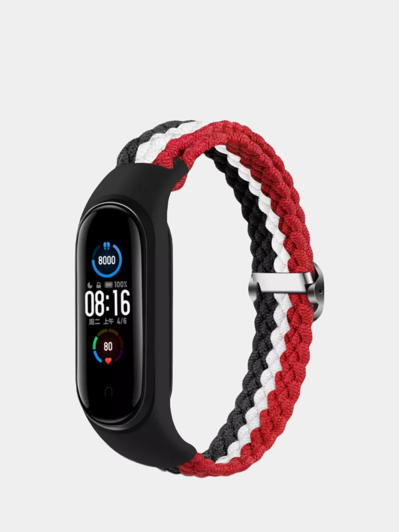 Красный ремешок нейлоновый для Xiaomi mi band 3, 4, 5, 6, плетёный