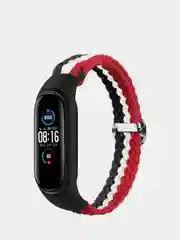 Красный ремешок нейлоновый для Xiaomi mi band 3, 4, 5, 6, плетёный