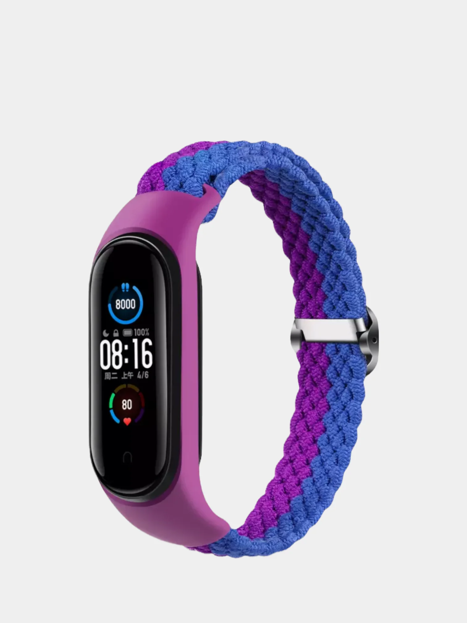 Пурпурный ремешок нейлоновый для Xiaomi mi band 3, 4, 5, 6, плетёный