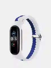 Темно-синий ремешок нейлоновый для Xiaomi mi band 3, 4, 5, 6, плетёный