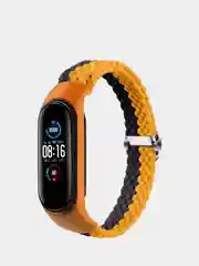 Оранжевый ремешок нейлоновый для Xiaomi mi band 3, 4, 5, 6, плетёный