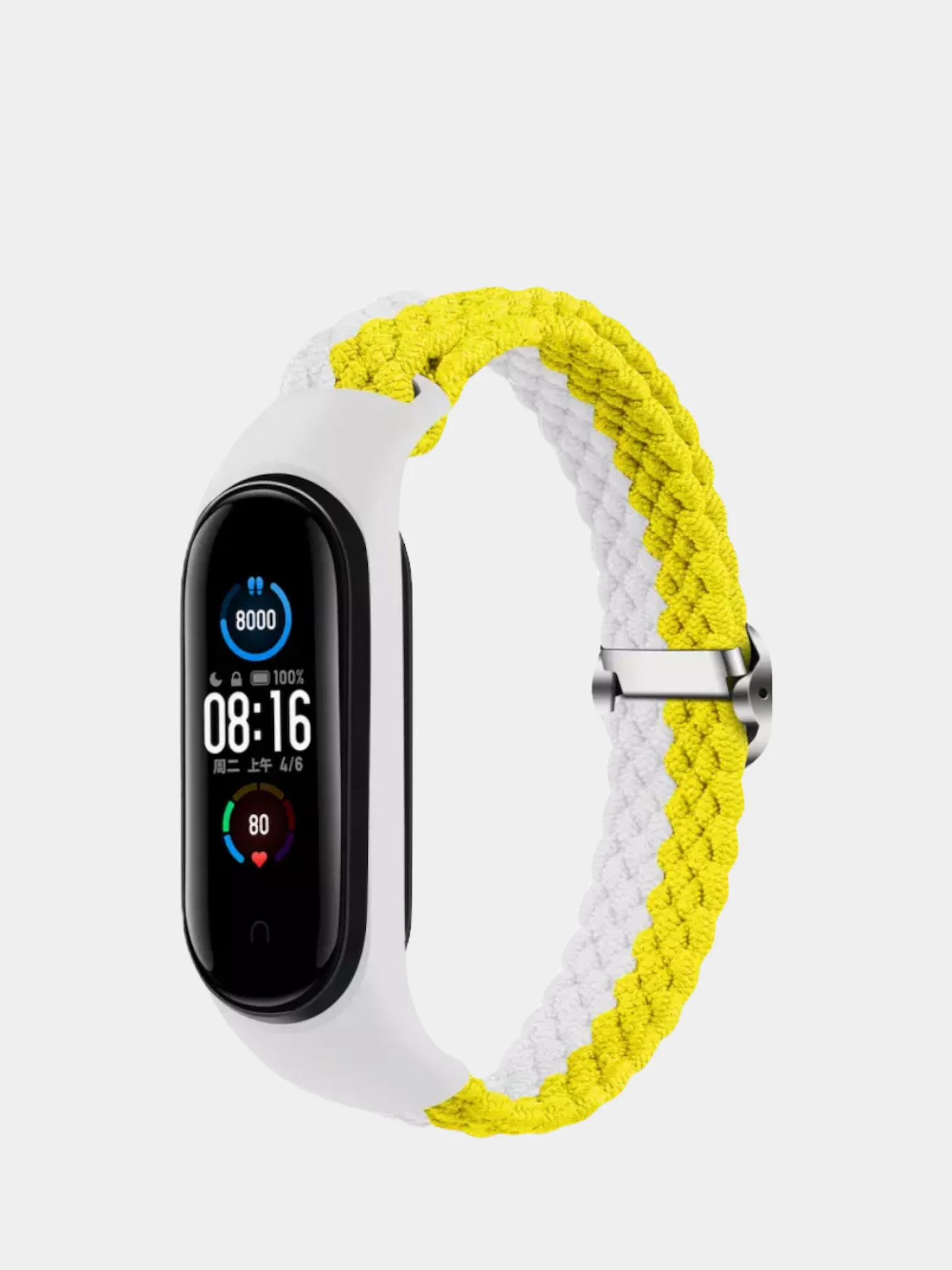 Белый ремешок нейлоновый для Xiaomi mi band 3, 4, 5, 6, плетёный