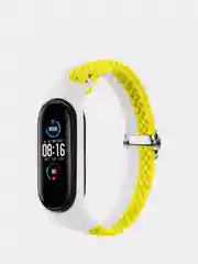 Белый ремешок нейлоновый для Xiaomi mi band 3, 4, 5, 6, плетёный