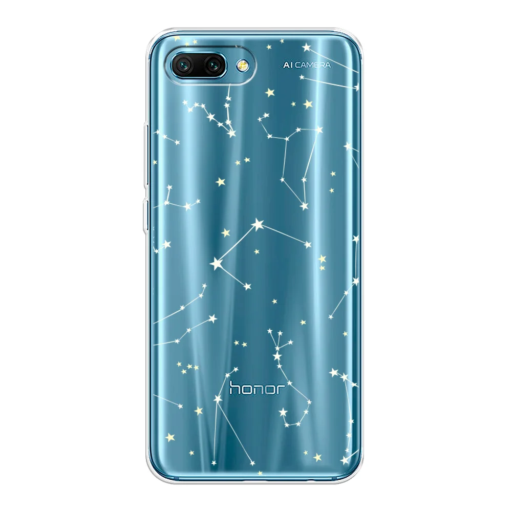 Прозрачный силиконовый чехол на Honor 10 / Хонор 10 прозрачный, с рисунком, защита камеры