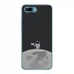 Серебряный силиконовый чехол на Honor 10 / Хонор 10 прозрачный, с рисунком, защита камеры