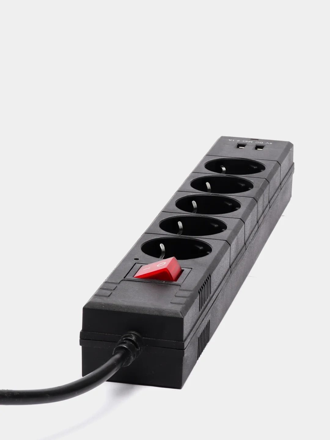 Сетевой фильтр duwi 5 гнезд  с заземл. ПВС 3*0,75 3м, 10А/2,2кВт   2USB черный 32593 2