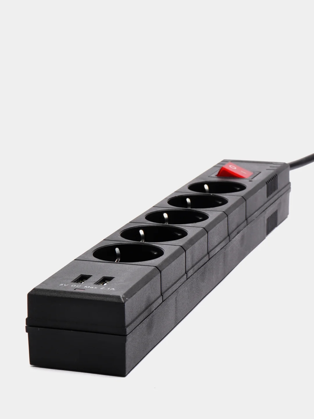 Сетевой фильтр duwi 5 гнезд  с заземл. ПВС 3*0,75 3м, 10А/2,2кВт   2USB черный 32593 2