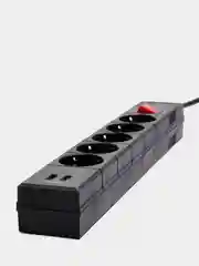 Сетевой фильтр duwi 5 гнезд  с заземл. ПВС 3*0,75 3м, 10А/2,2кВт   2USB черный 32593 2