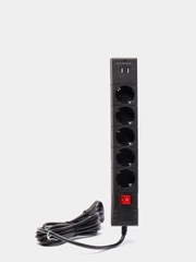 Сетевой фильтр duwi 5 гнезд  с заземл. ПВС 3*0,75 3м, 10А/2,2кВт   2USB черный 32593 2