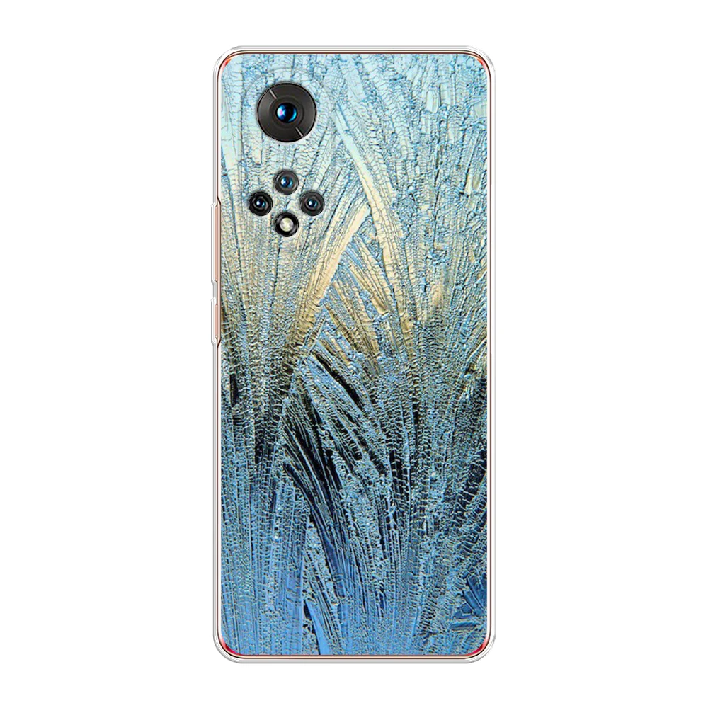 Небесно-голубой чехол на Huawei Nova 9/Honor 50 / Хуавей Нова 9/Хонор 50 прозрачный, с рисунком
