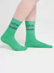 Зеленый носки цветные, с надписями
