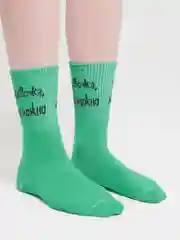 Зеленый носки цветные, с надписями
